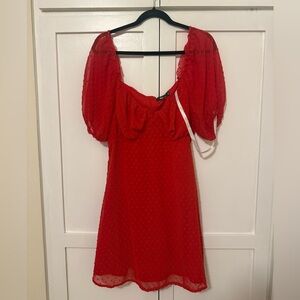NWT Missguided red puff sleeve dress